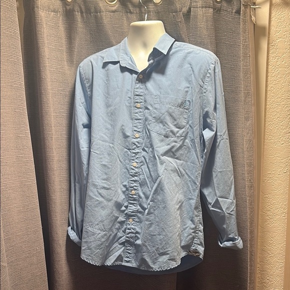 Volcom Casual Blue Button Down Shirt with Relaxed Fit - Picture 1 of 3